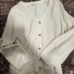 Women's Cream Button-Up Sweater